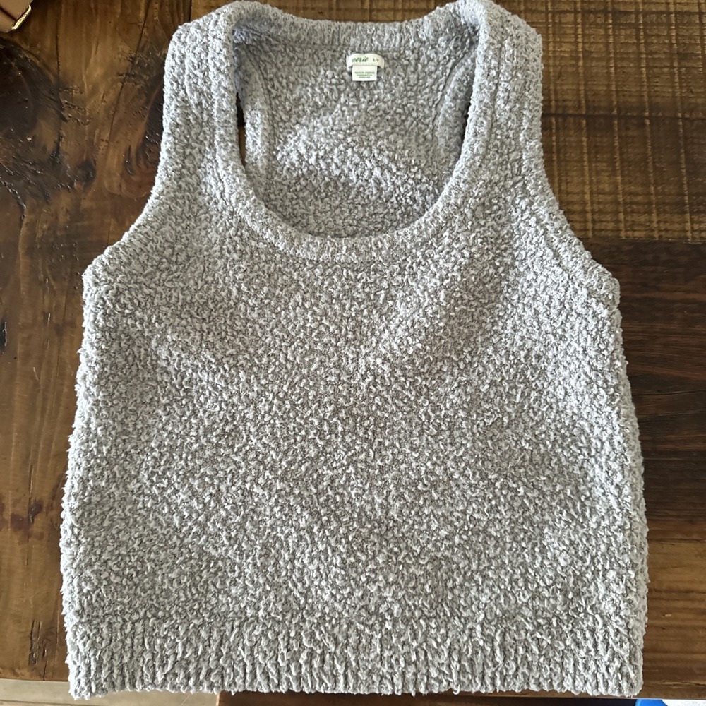 Aerie Marshmallow Fuzzy Grey Tank Top Womens Size Small Shirt‎